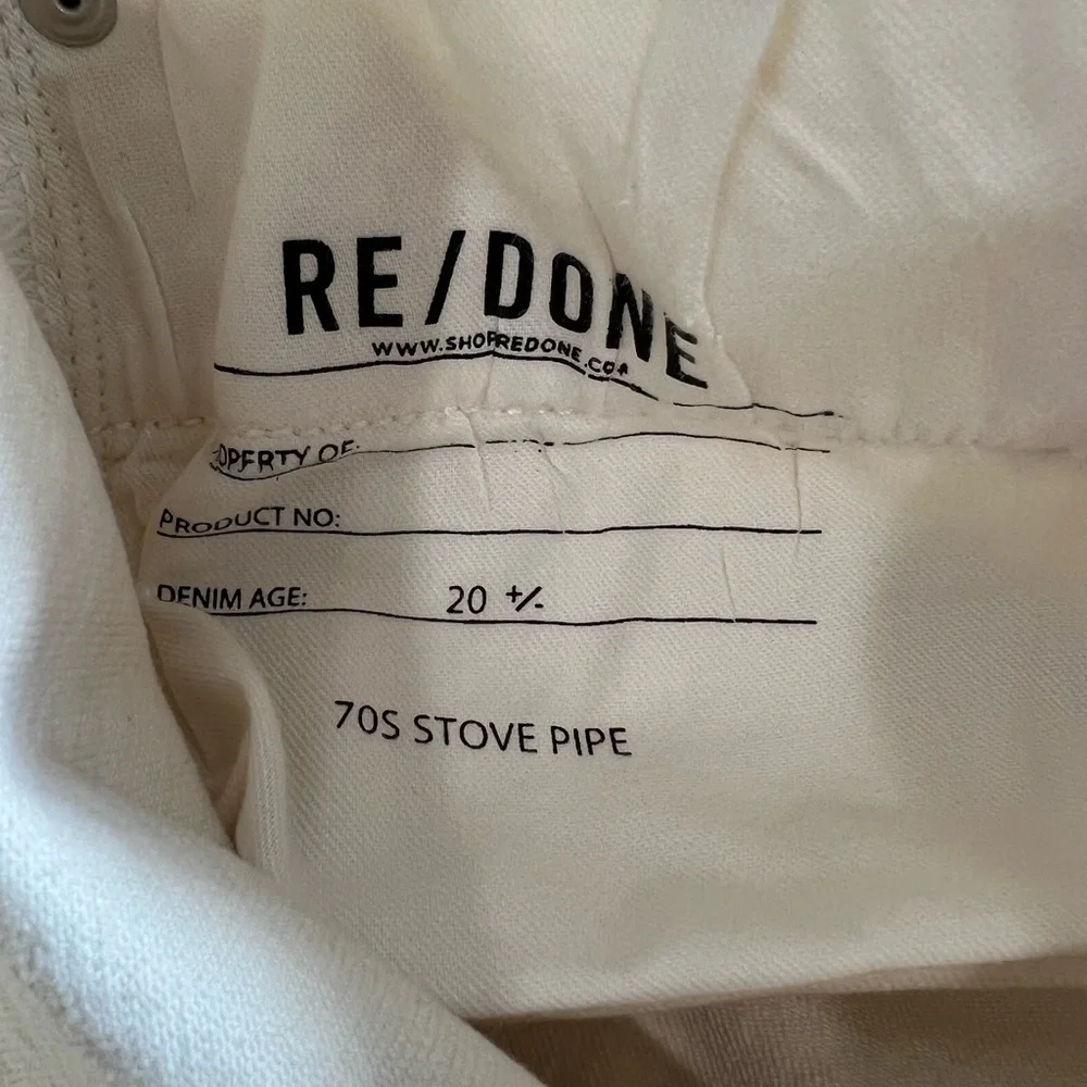NWT Re/done off white 70s ultra high‎ rise stove pipe jeans 25 button fly